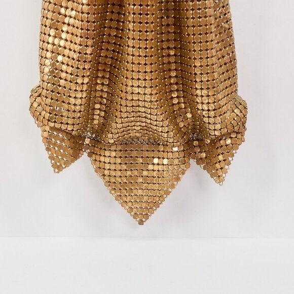 Whiting & Davis Mesh Purse / Vintage Gold Tone Metal Evening Bag / Made in USA - Picture 3 of 12